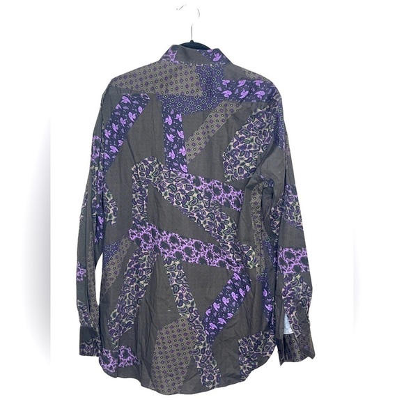 ETRO Purple/Olive Green Paisley Button Down‎ Shirt - Picture 3 of 5